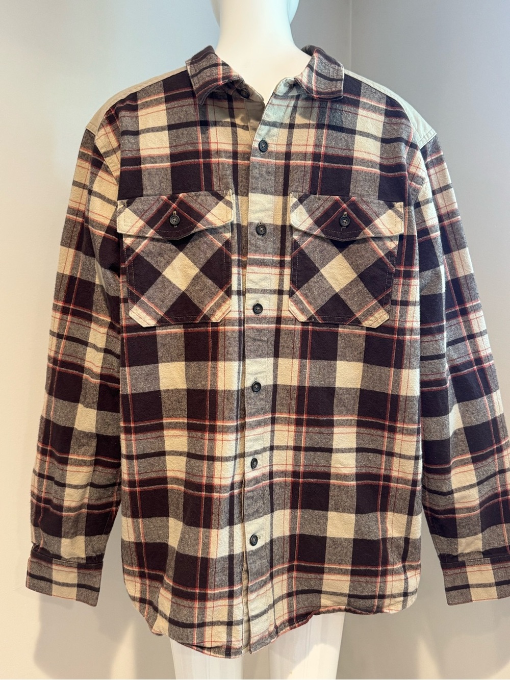 Outdoor Research Plaid Flannel Shirt Jacket Shacket Men’s L Cotton Hiking